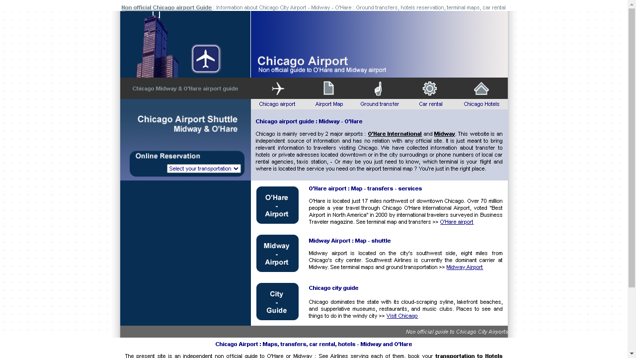 Capture d'écran de http://www.airport-chicago.com